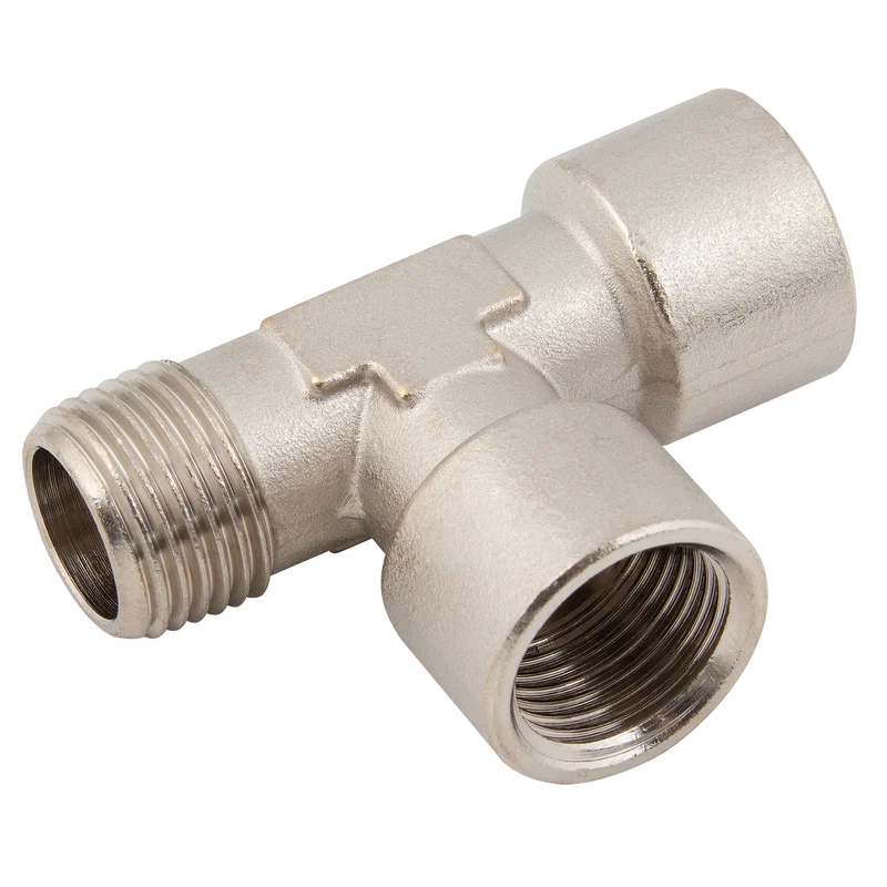 BSP/T BRASS TEE PLATED M/F/F
