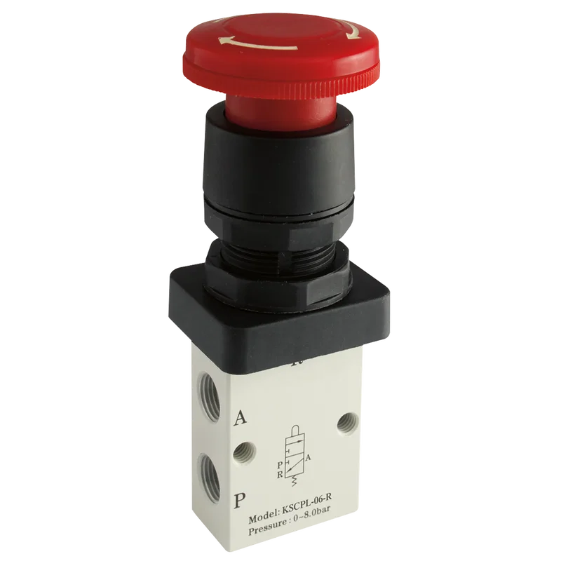 1/8 3/2 NC PALM BUTTON LATCH RED