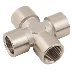 EQUAL CROSS BRASS PLATED BSP FEM