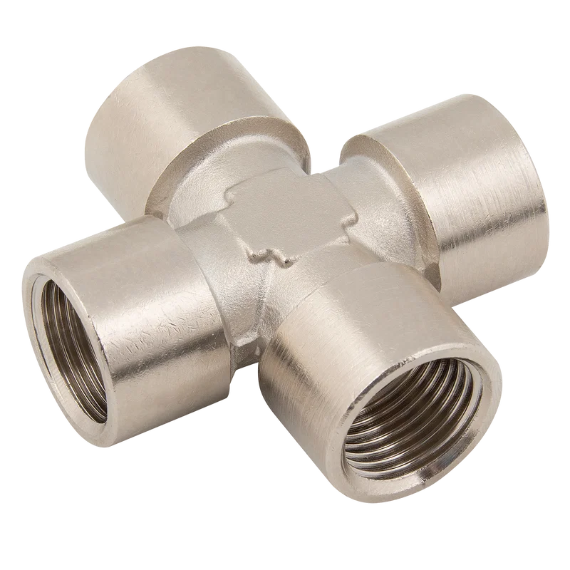 EQUAL CROSS BRASS PLATED BSP FEM
