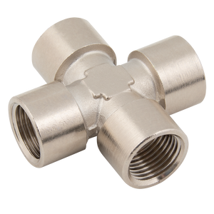 EQUAL CROSS BRASS PLATED BSP FEM
