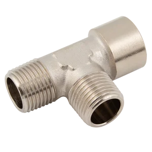 BSP/T BRASS TEE PLATED M/M/F