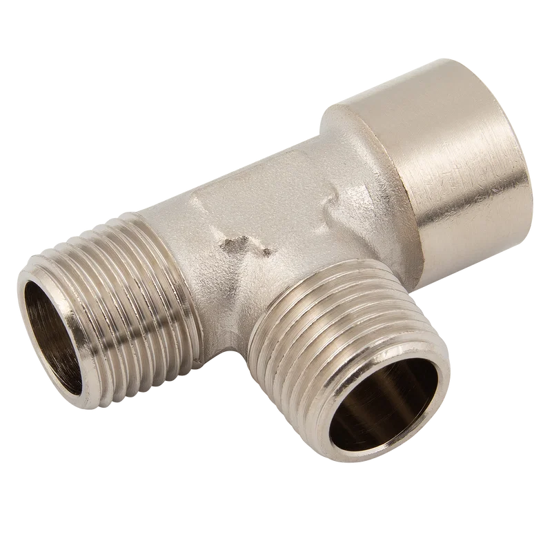 BSP/T BRASS TEE PLATED M/M/F