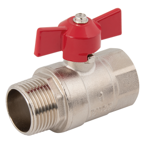 BSPP BALL VALVE M/F T-HANDLE RED
