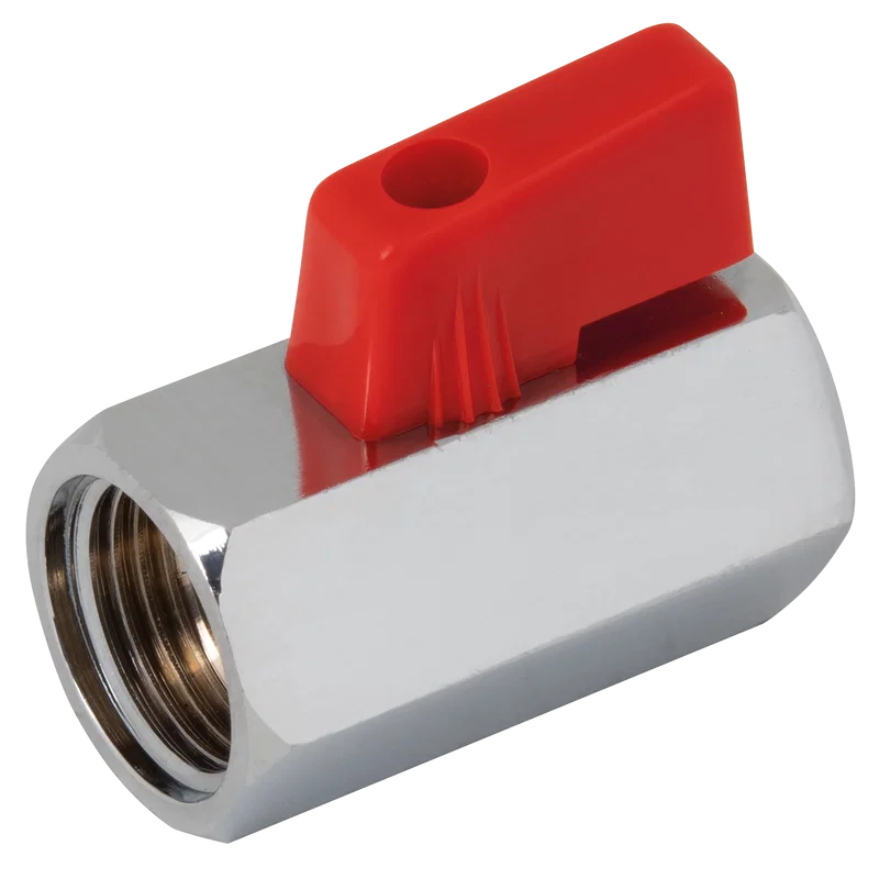 BSP MINI BALLVALVE F/F RED HANDLE