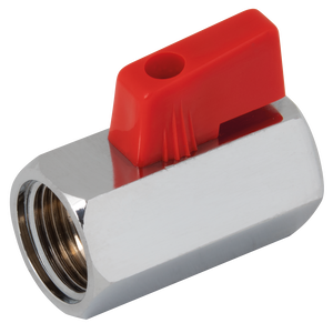 BSP MINI BALLVALVE F/F RED HANDLE