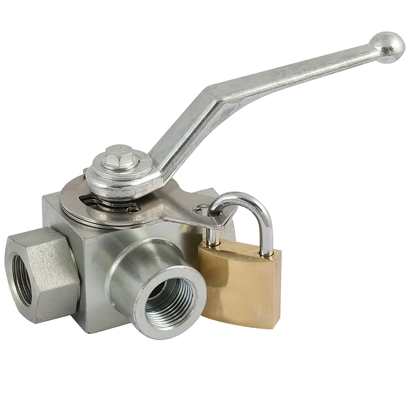 BSP 3WAY L HYD BALL LOCKABLE