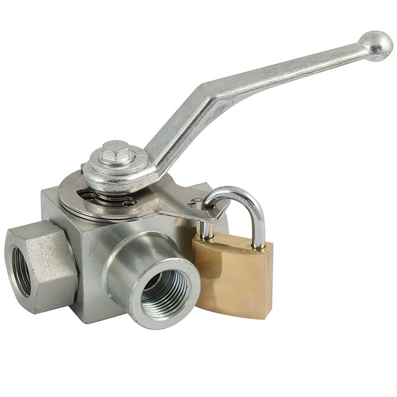 BSP 3WAY L HYD BALL LOCKABLE