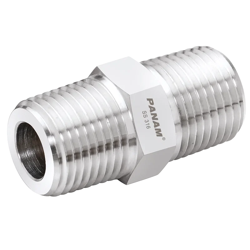 NPT 316 HEX NIPPLE INST FITT