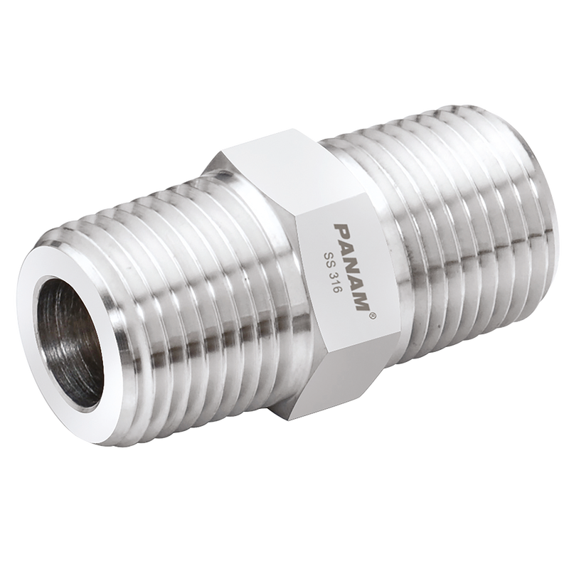 NPT 316 HEX NIPPLE INST FITT