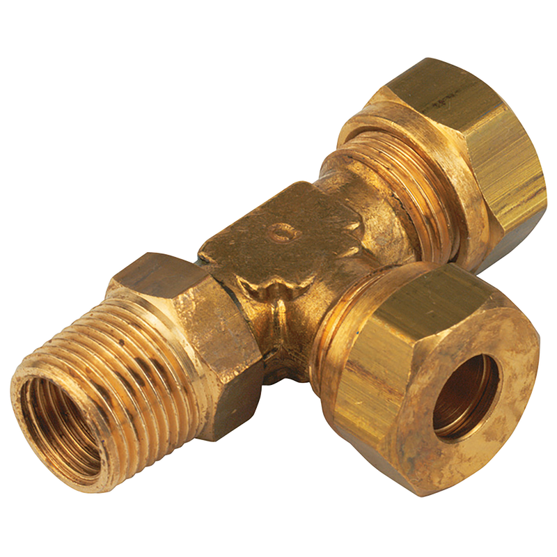 1/4 OD X 1/4 BSPT MALE BRASS RUN TEE