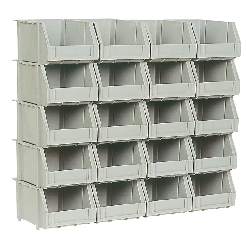 SET OF 20 POLY BINS   5 RAILS