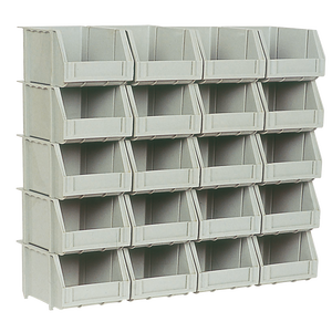 SET OF 20 POLY BINS   5 RAILS
