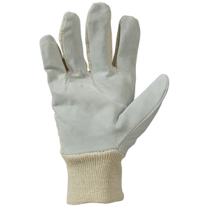 MEN COTT/CHROME LEATHER GLOVES KNITWRIST