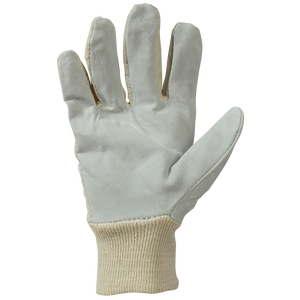 MEN COTT/CHROME LEATHER GLOVES KNITWRIST