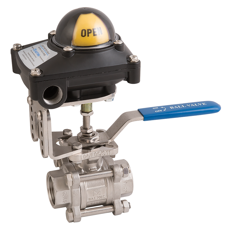 1 S/S 3 PIECE BALL VALVE WITH SWITCH BO