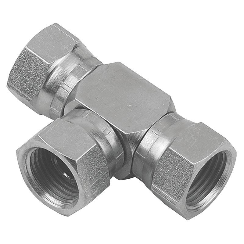 BSPP FEM SWIVEL EQUAL TEE 60 CONE